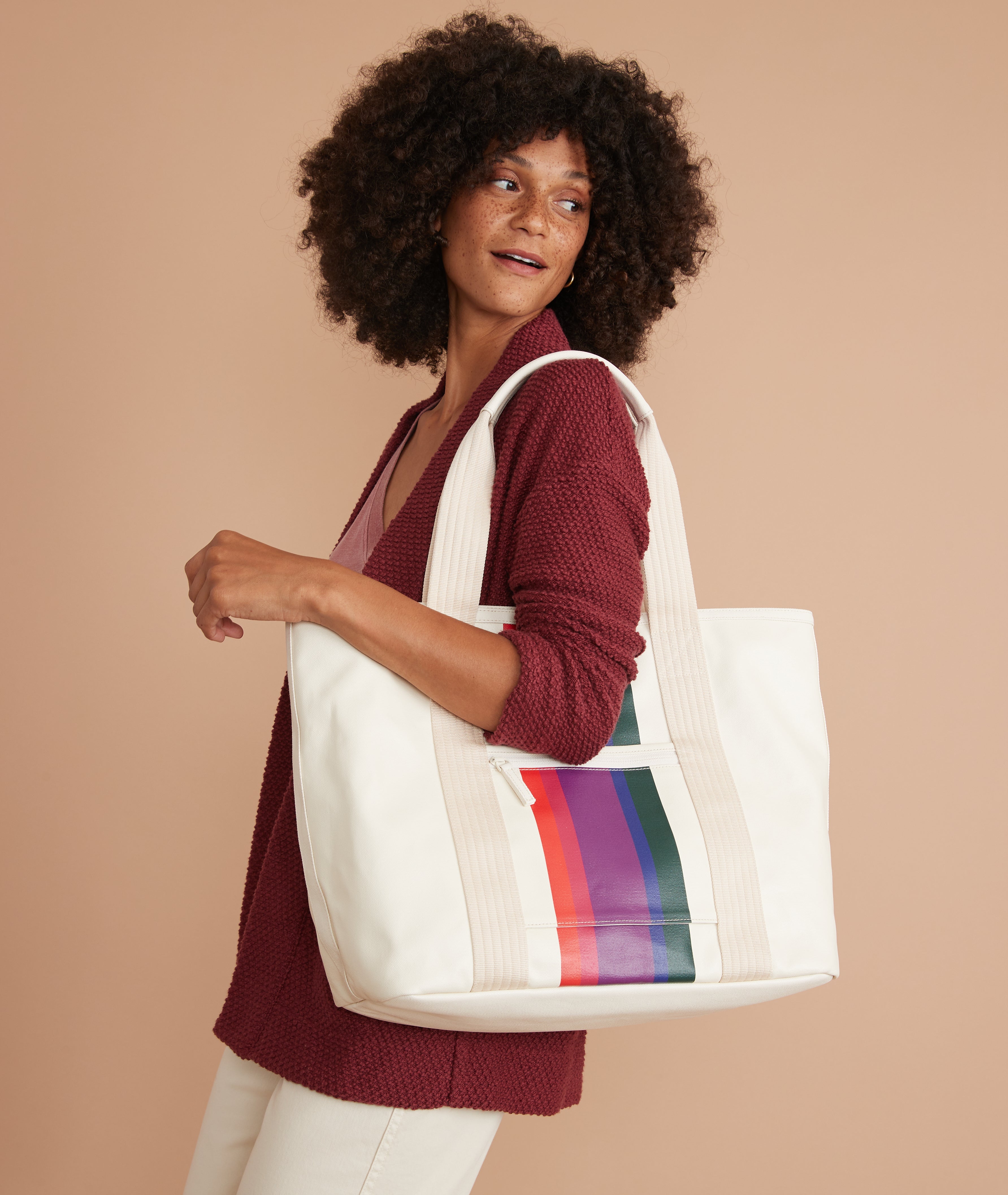 Tote in Natural/Bold Multi Stripe