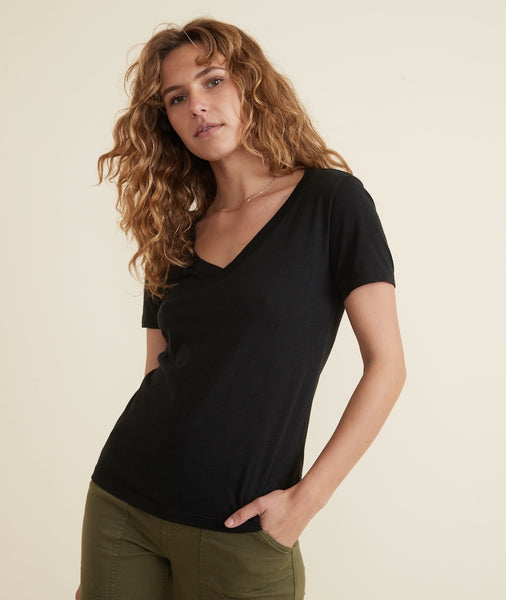 Classic V-Neck Tee in Black – Marine Layer