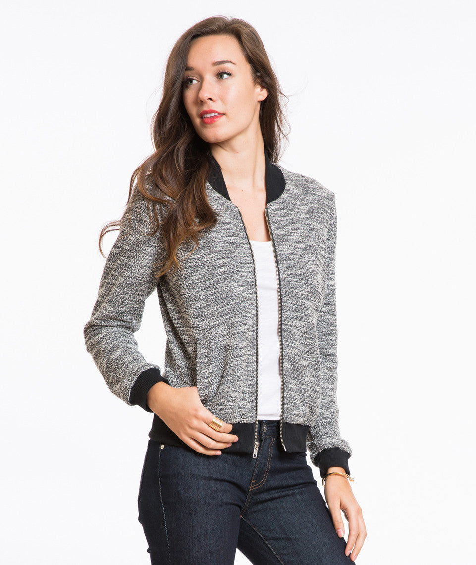 Tweed Pippa Bomber - Charcoal