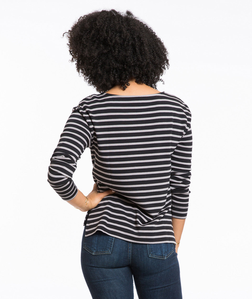 Breton Striped Shirt Black and Grey