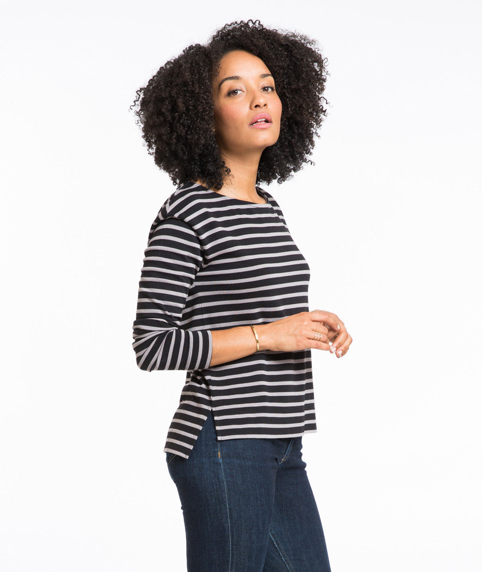 Breton Striped Shirt Black and Grey