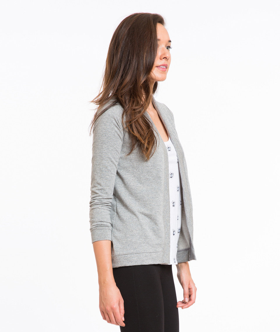 Open Cardigan - Heather Grey Mock Twist