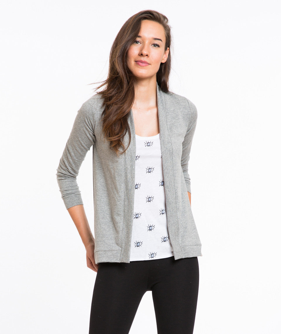 Open Cardigan - Heather Grey Mock Twist