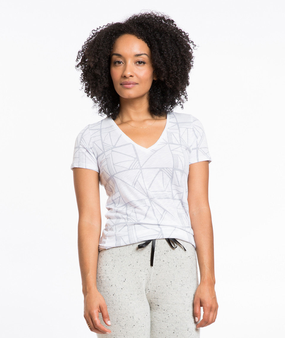 Slub V-neck - Geo Print