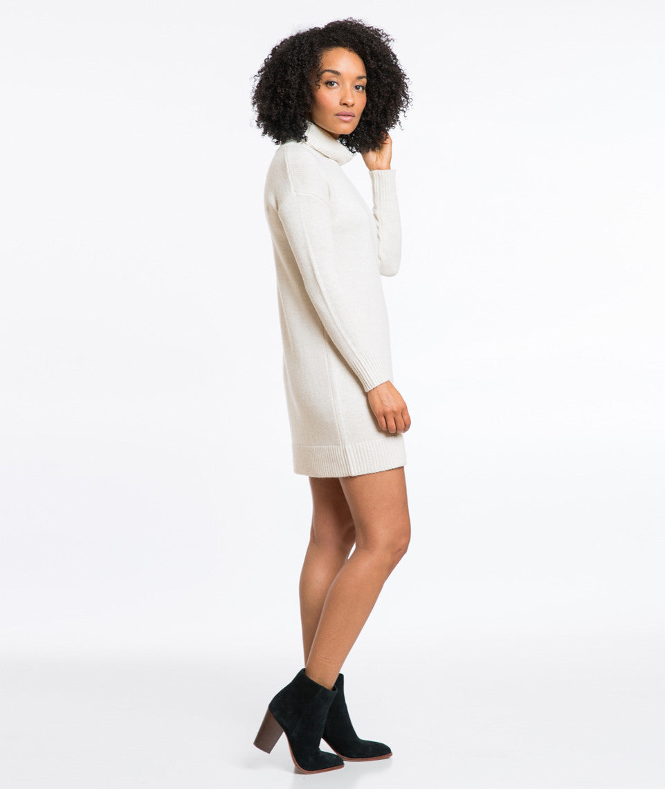 Turtleneck Sweater Dress - Cream