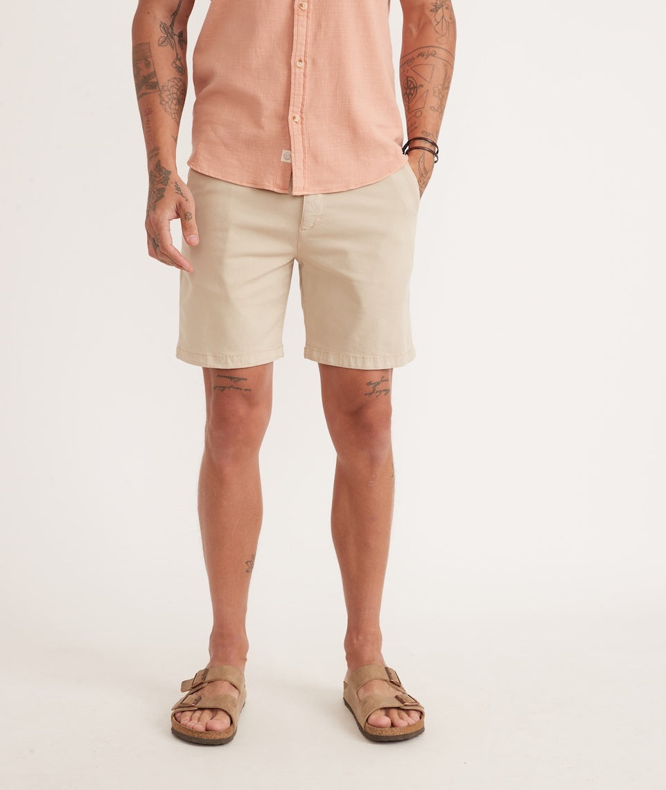 7" Stretch Twill Chino Short Faded Khaki