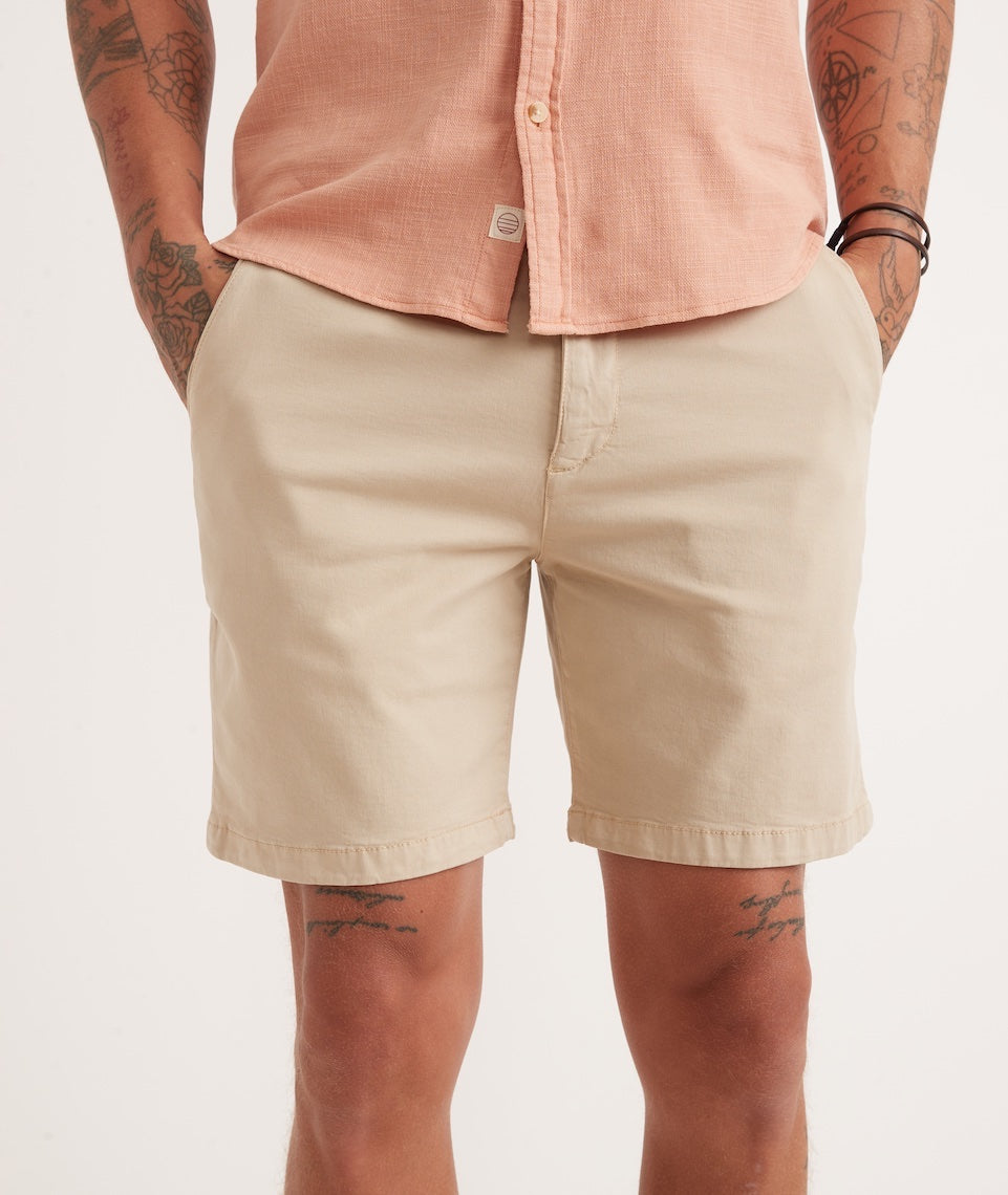 7" Stretch Twill Chino Short Faded Khaki