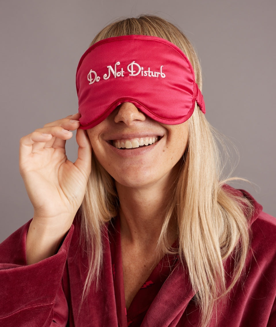 Washable Silk Sleep Mask in Pink Do Not Disturb