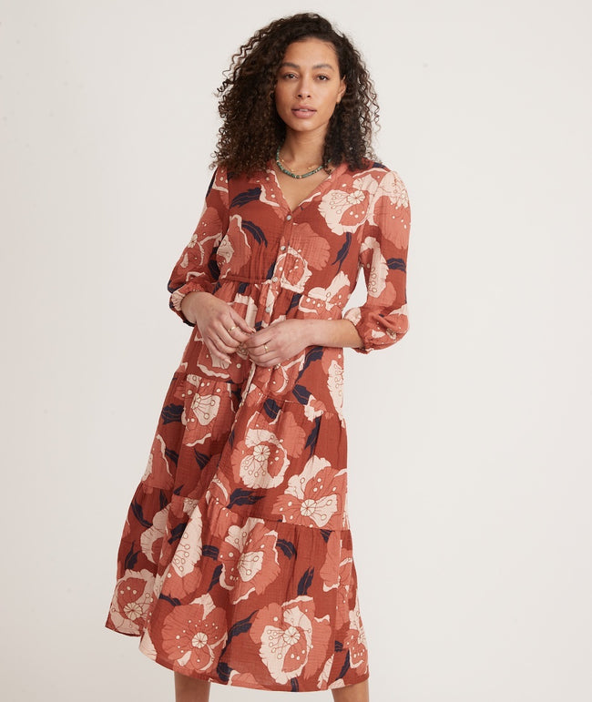 Willow Doublecloth Midi Dress in Exploded Floral – Marine Layer