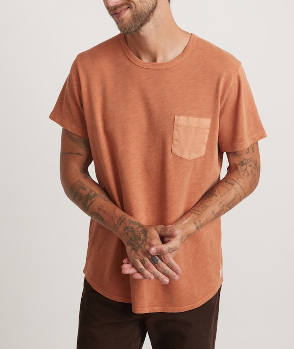 Vintage Heavy Slub Pocket Tee Amber Brown