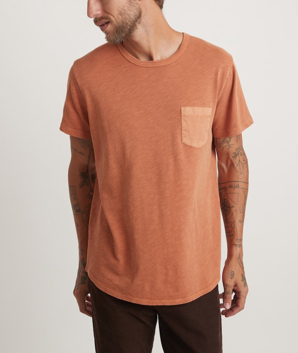 Vintage Heavy Slub Pocket Tee Amber Brown