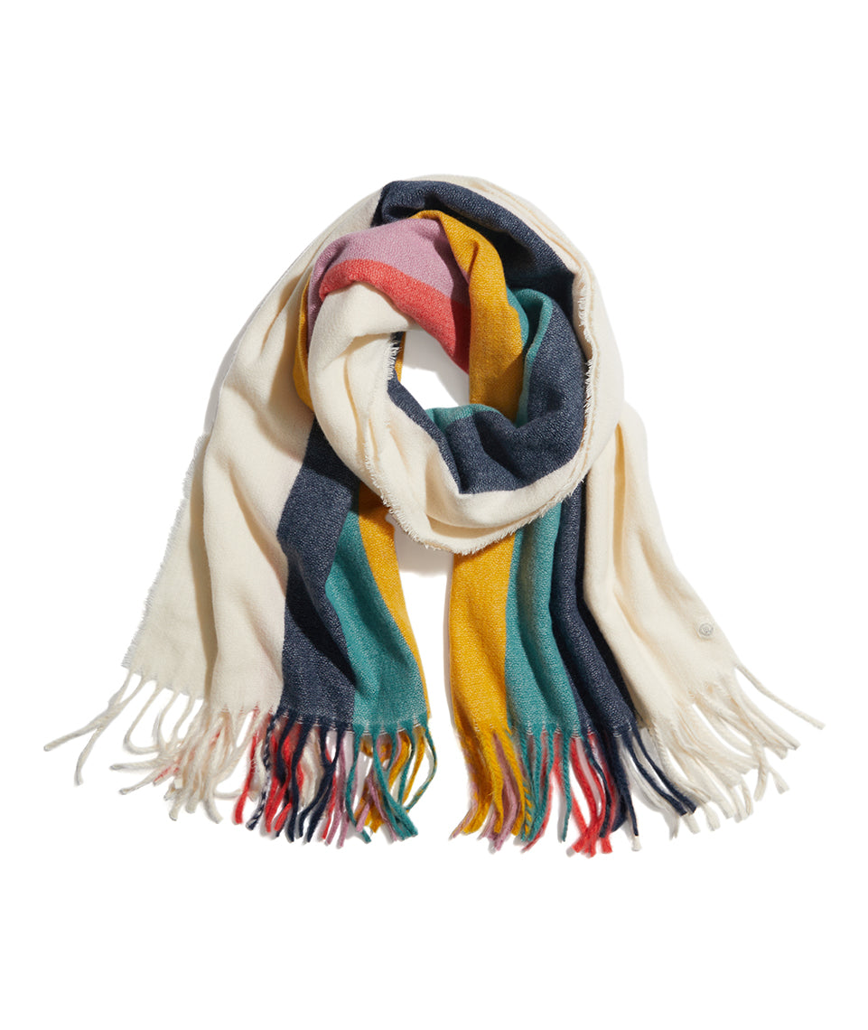 Stripe Scarf in Cream Rainbow