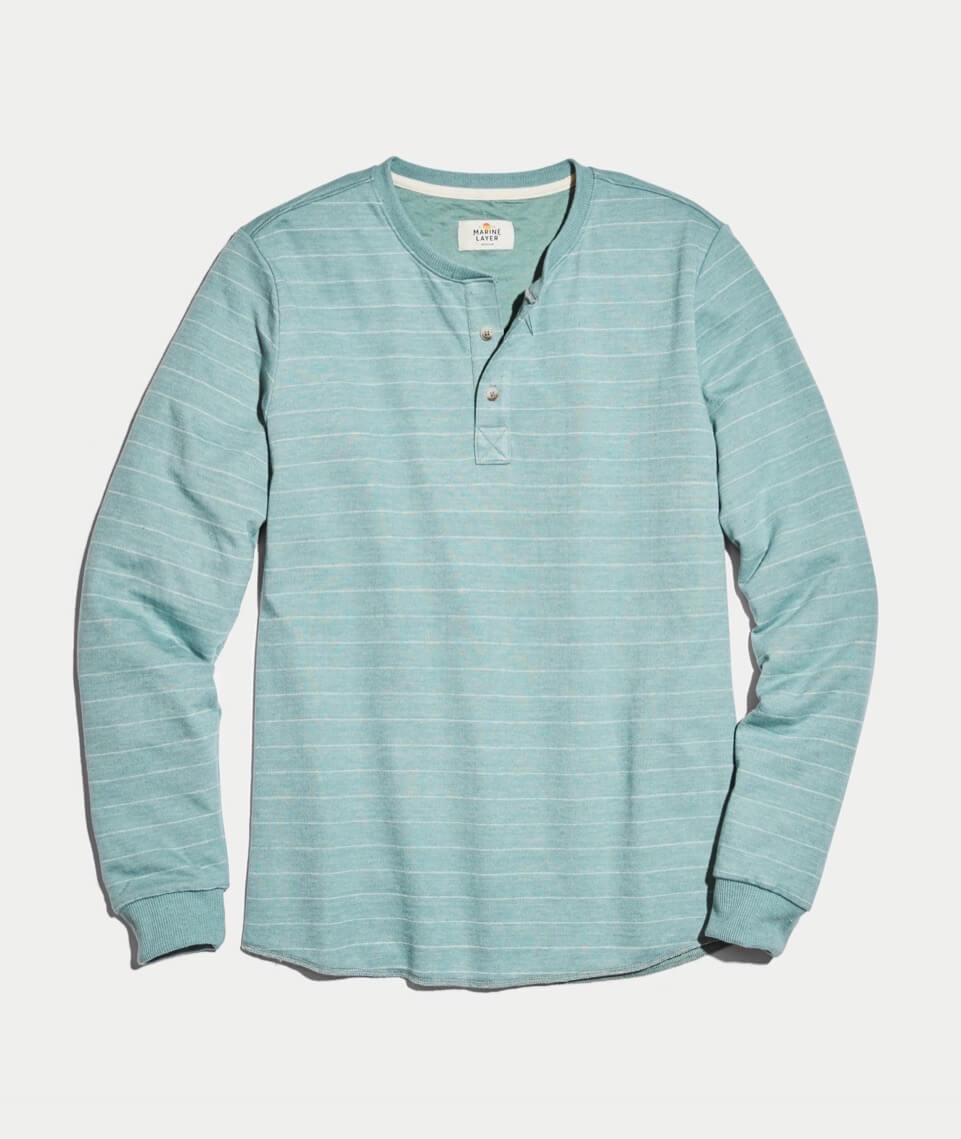 Double Knit Henley Surf Green