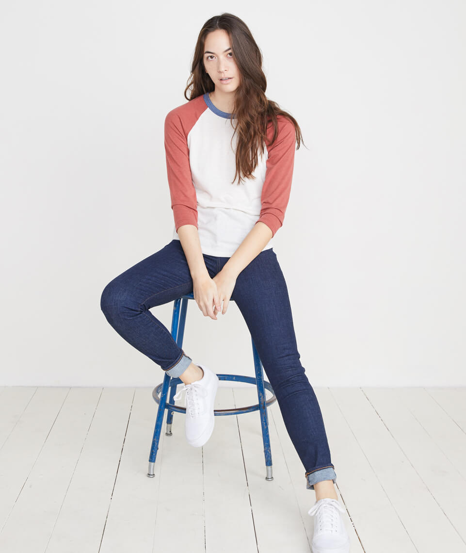 Baseball Raglan Natural/Brick/Vintage Indigo