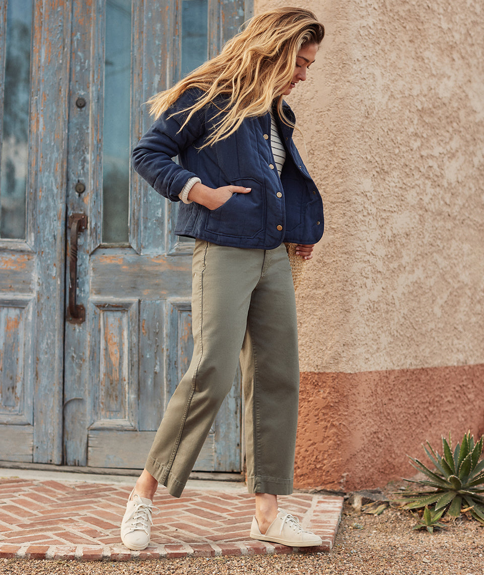 Bridget Slim Wide Leg Crop in Olive – Marine Layer