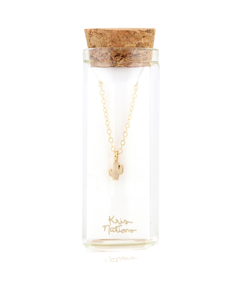 Kris Nations Saguaro Cactus Charm Necklace in Gold