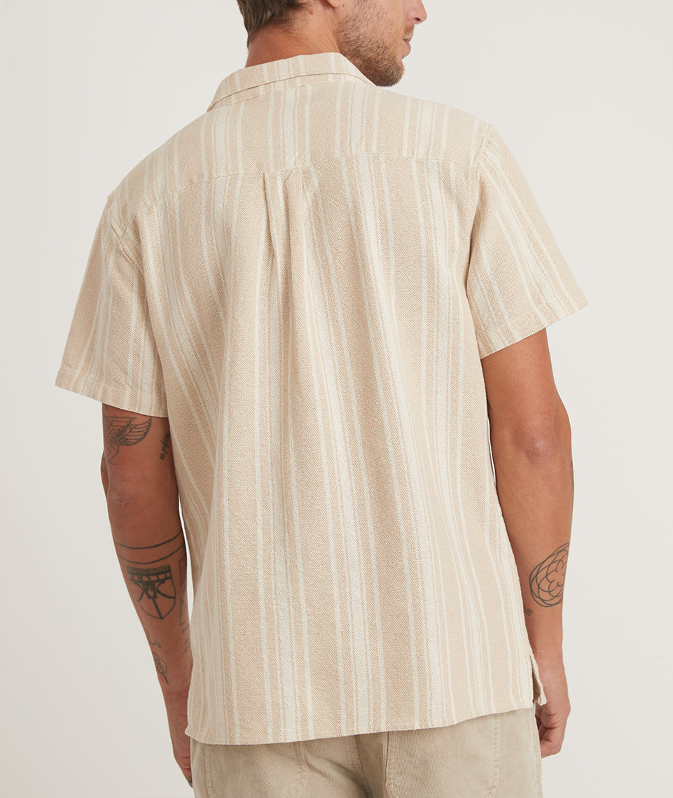 Short Sleeve Camp Shirt in Natural Vertical Stripe – Marine Layer