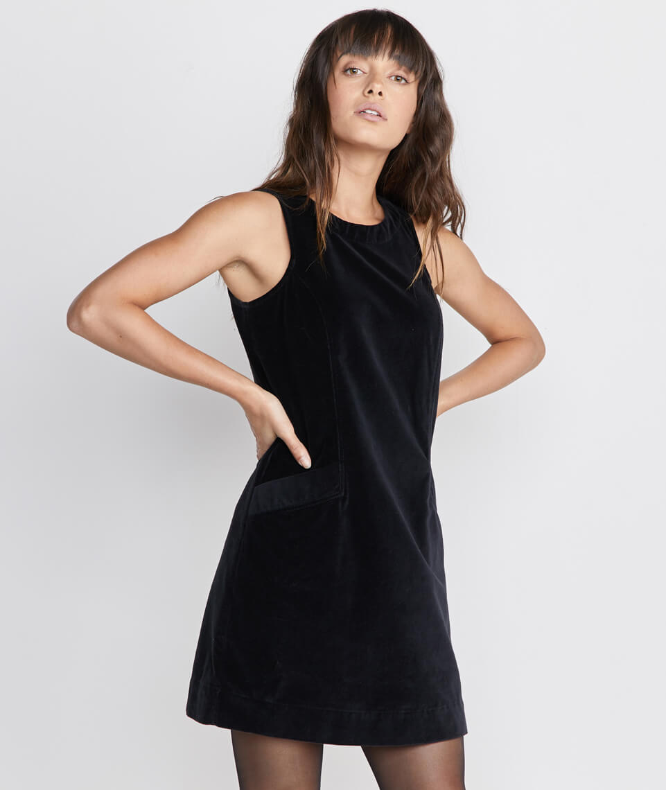 Cizon Velvet Shift Dress Graphite