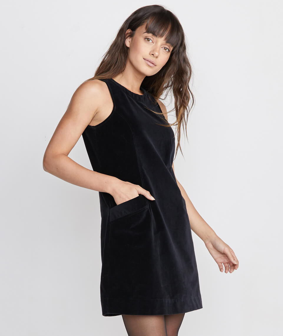 Cizon Velvet Shift Dress Graphite