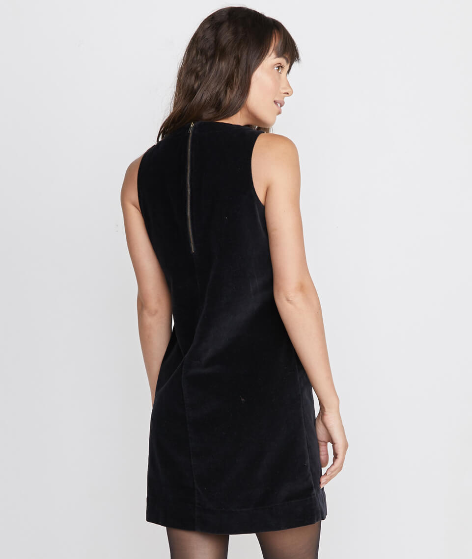 Cizon Velvet Shift Dress Graphite