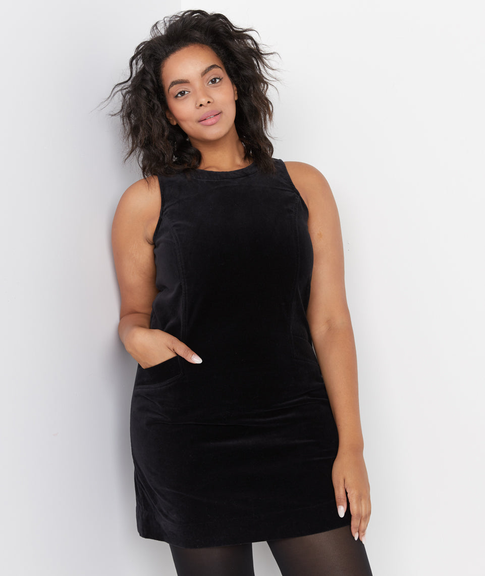 Cizon Velvet Shift Dress Graphite