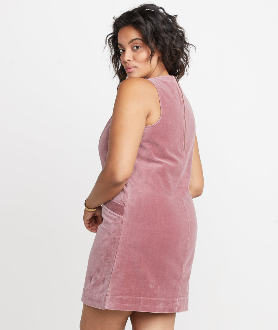 Cizon Velvet Shift Dress Mauve