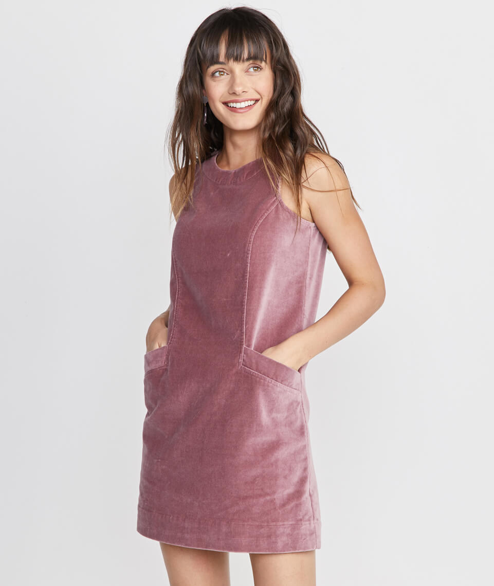 Cizon Velvet Shift Dress Mauve