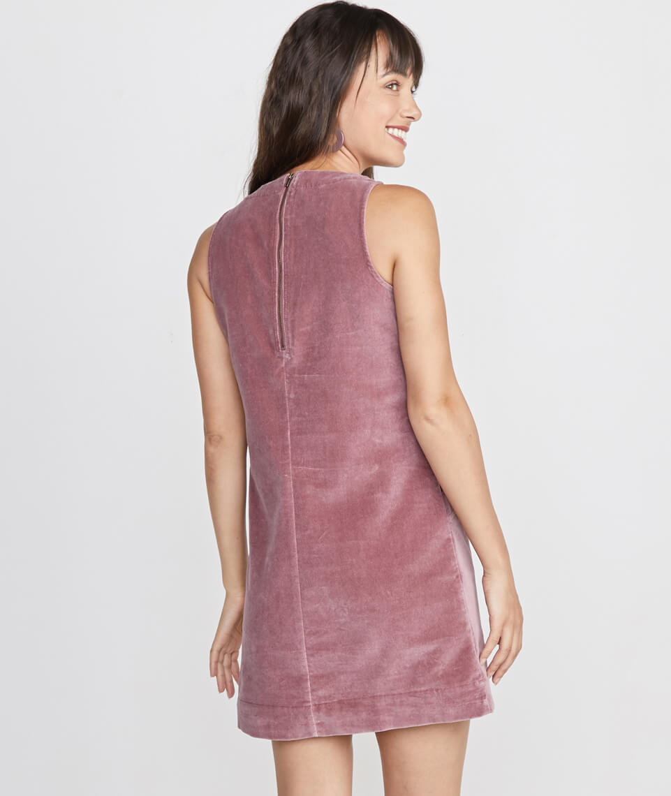 Cizon Velvet Shift Dress Mauve