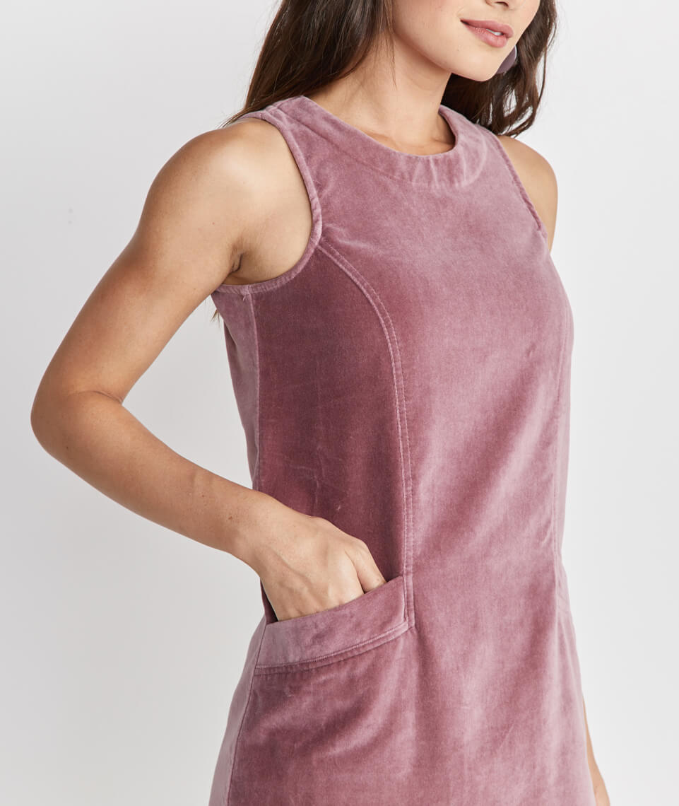 Cizon Velvet Shift Dress Mauve