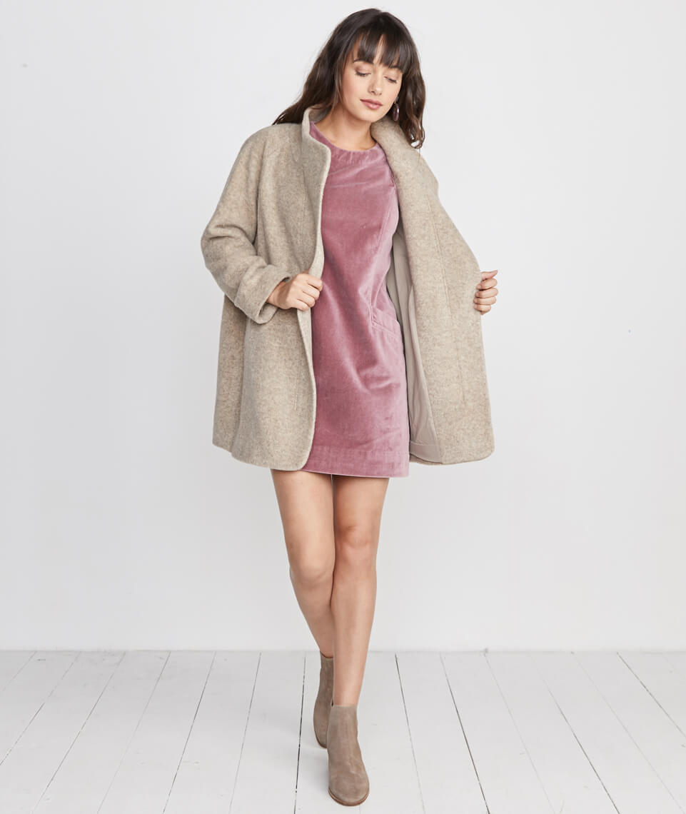 Cizon Velvet Shift Dress Mauve