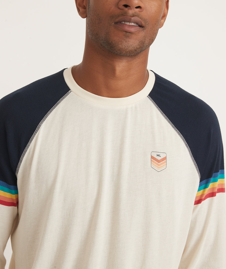 Colorblock Tee Antique White Layer Marine – in