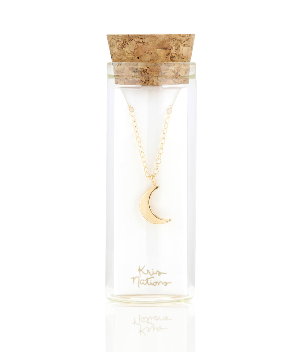 Kris Nations Crescent Moon Charm Necklace in Gold