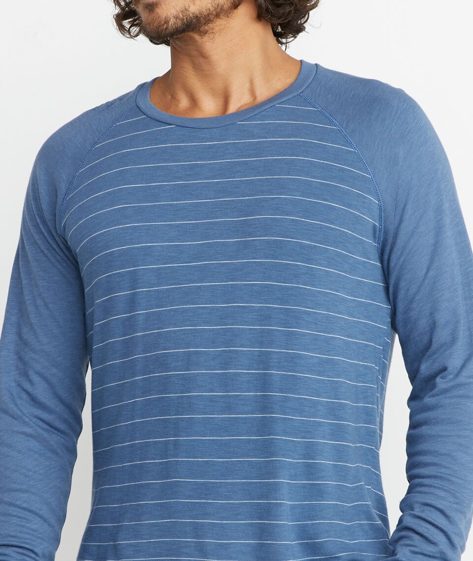 Double Knit Baseball Raglan Vintage Indigo Stripe