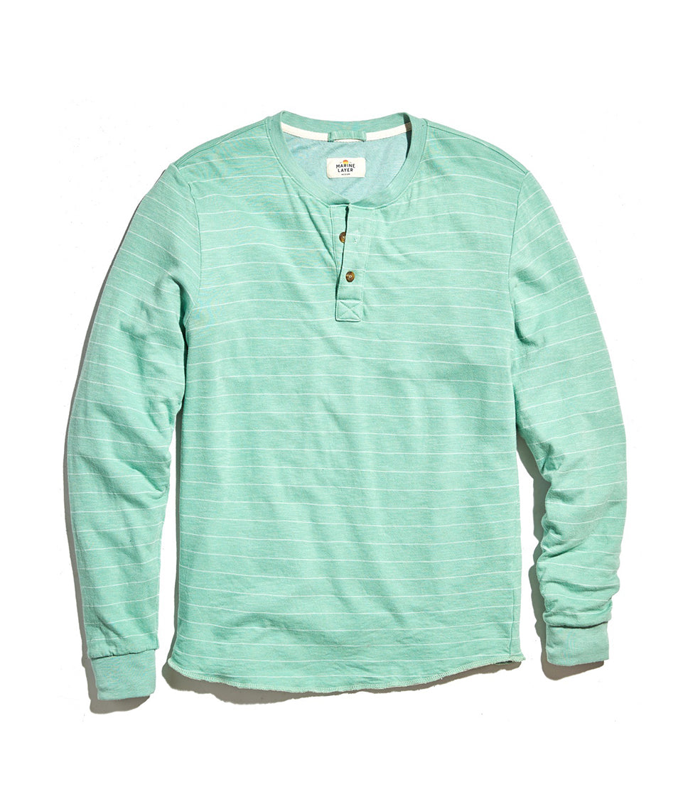 Double Knit Henley Malachite Stripe