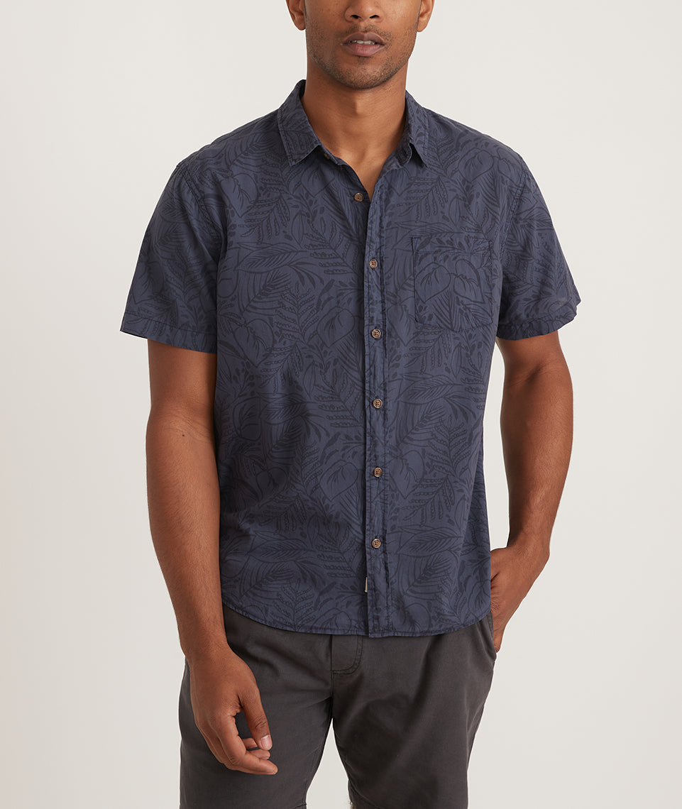 Men's printed short on sale sleeve button down