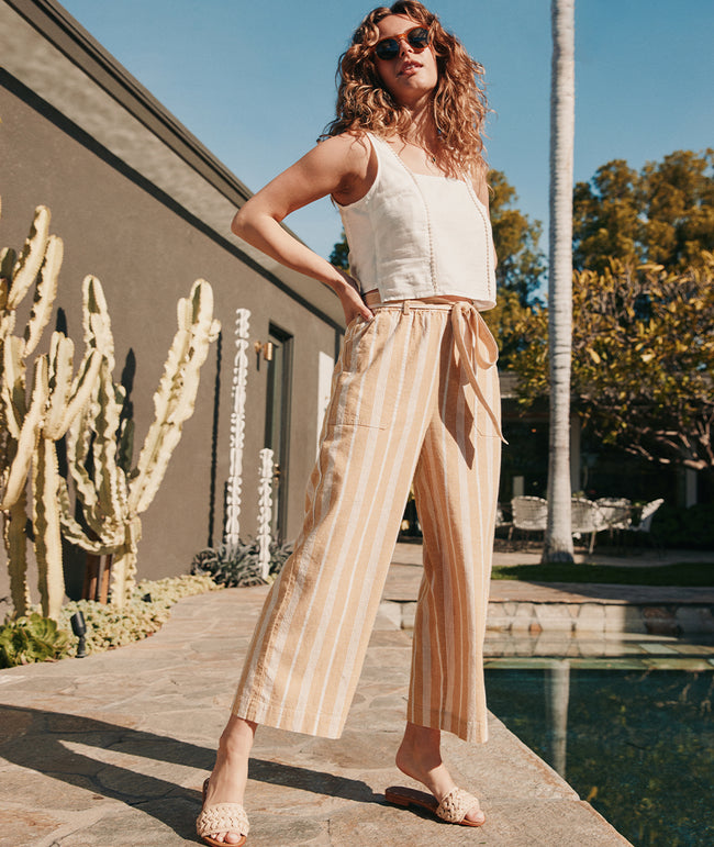 Franki Wide Leg Pant in Gold Stripe