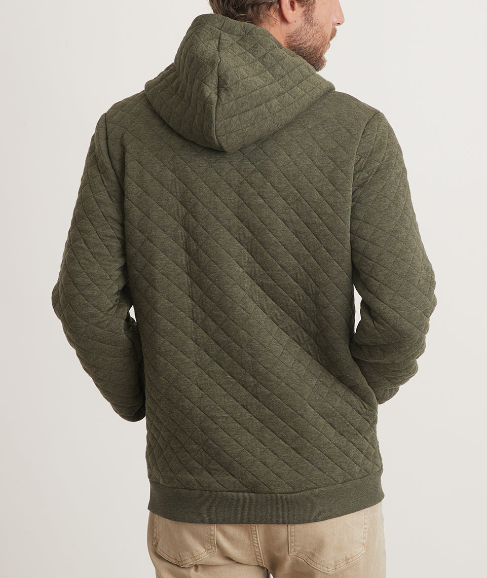 Corbet Quilted Full Zip Hoodie Olive Heather