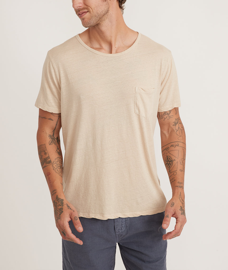 Relaxed Hemp Cotton Pocket Tee Sand