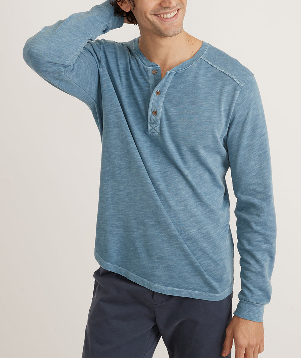 Vintage Heavy Slub Henley Provincial Blue