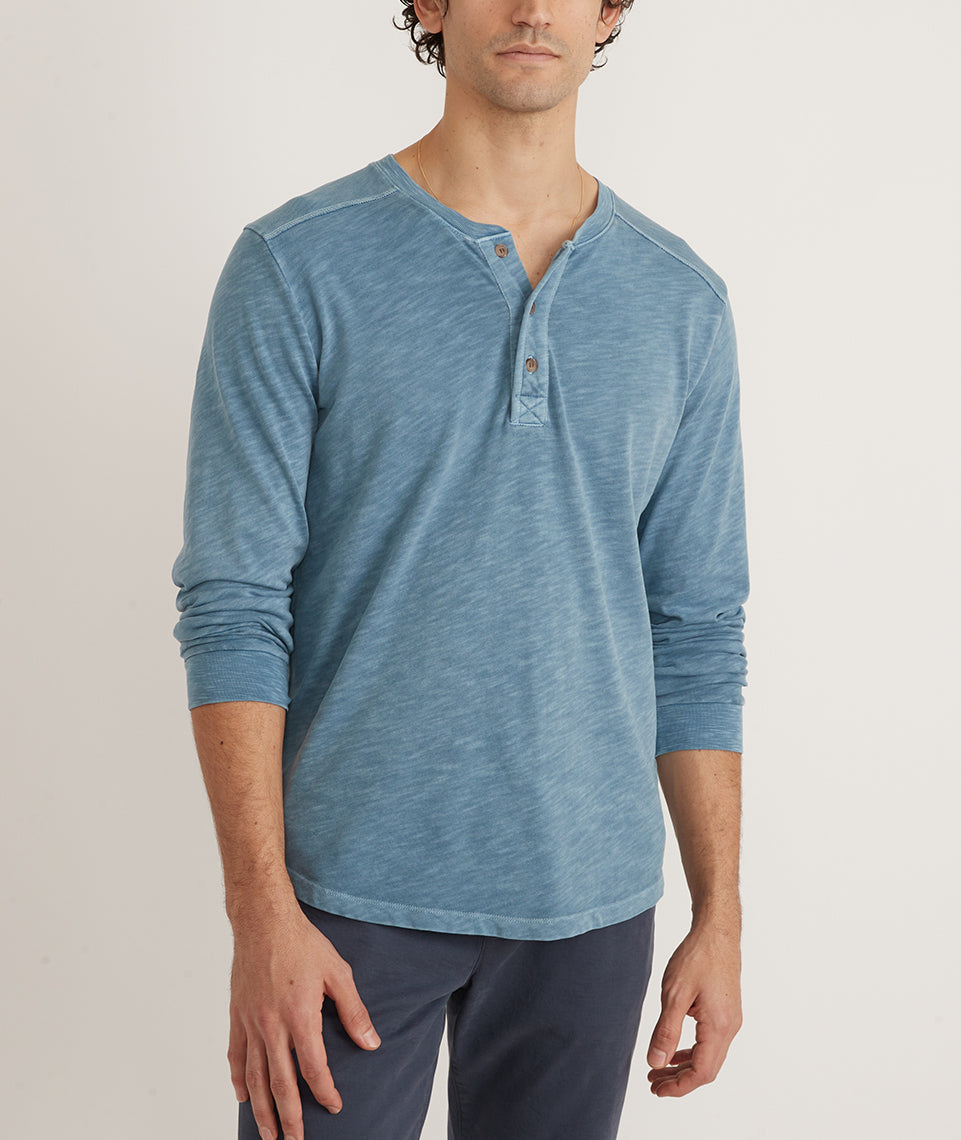 Vintage Heavy Slub Henley Provincial Blue