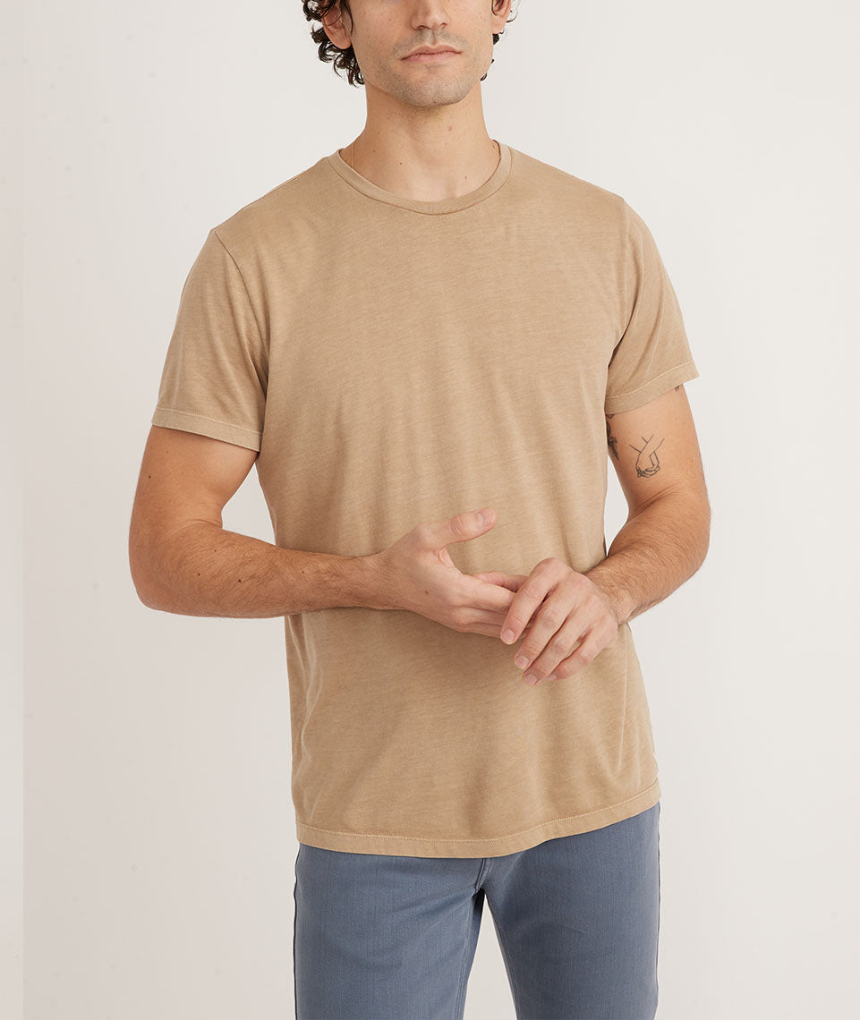 Marine Layer Signature Crew T-Shirt - Men´s Khaki S メンズ-