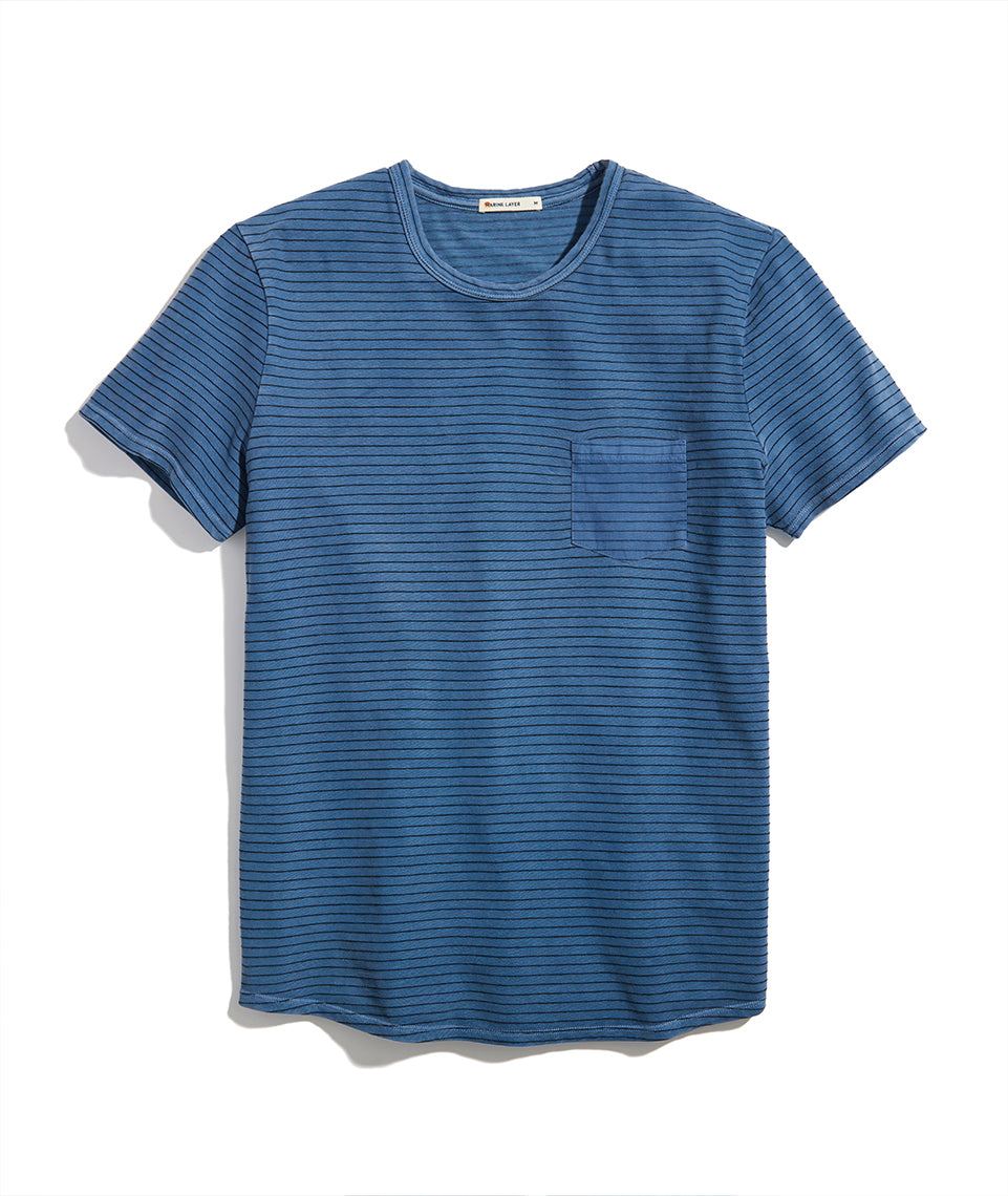 Vintage Heavy Slub Pocket Tee Coronet Blue Stripe