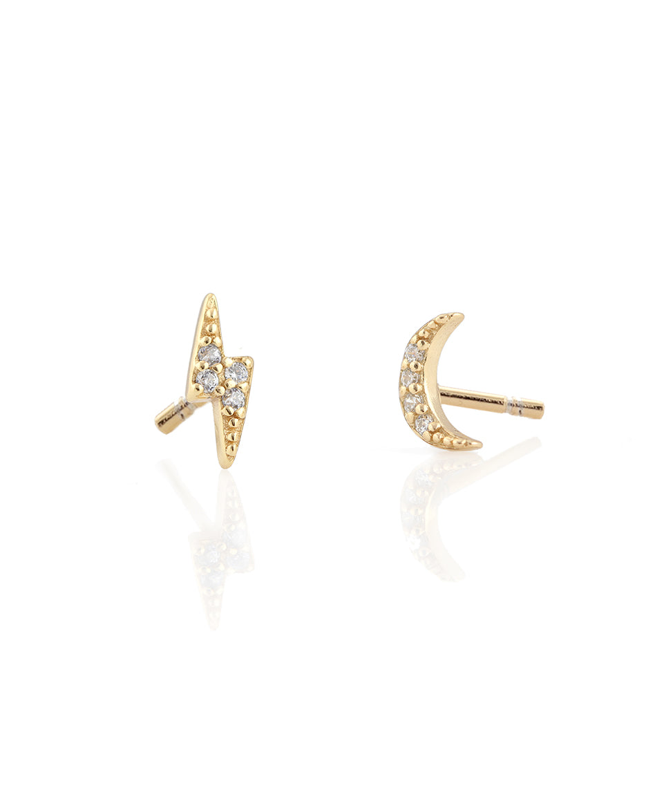 Kris Nations Thunder Moon Pave Stud Earrings