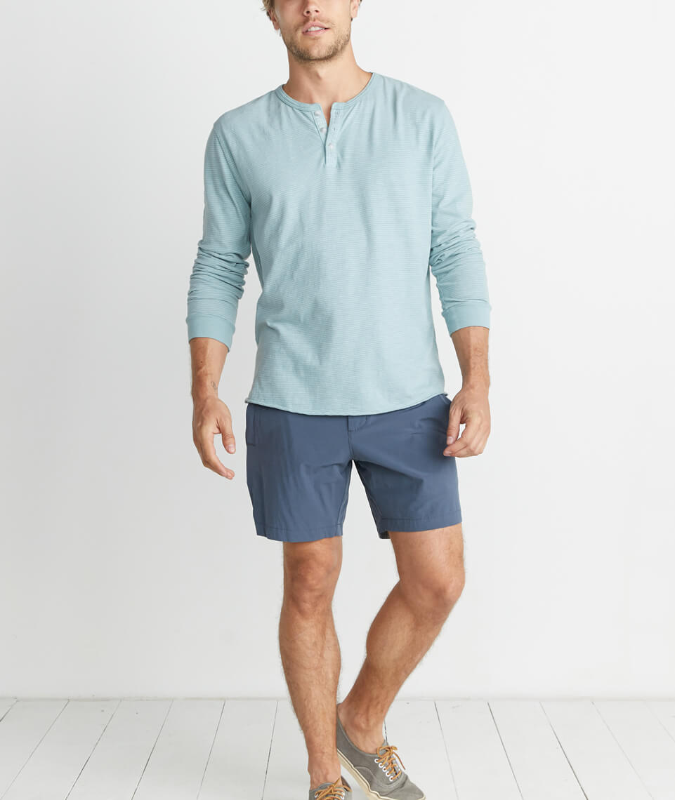 Lightweight Henley Green Stripe