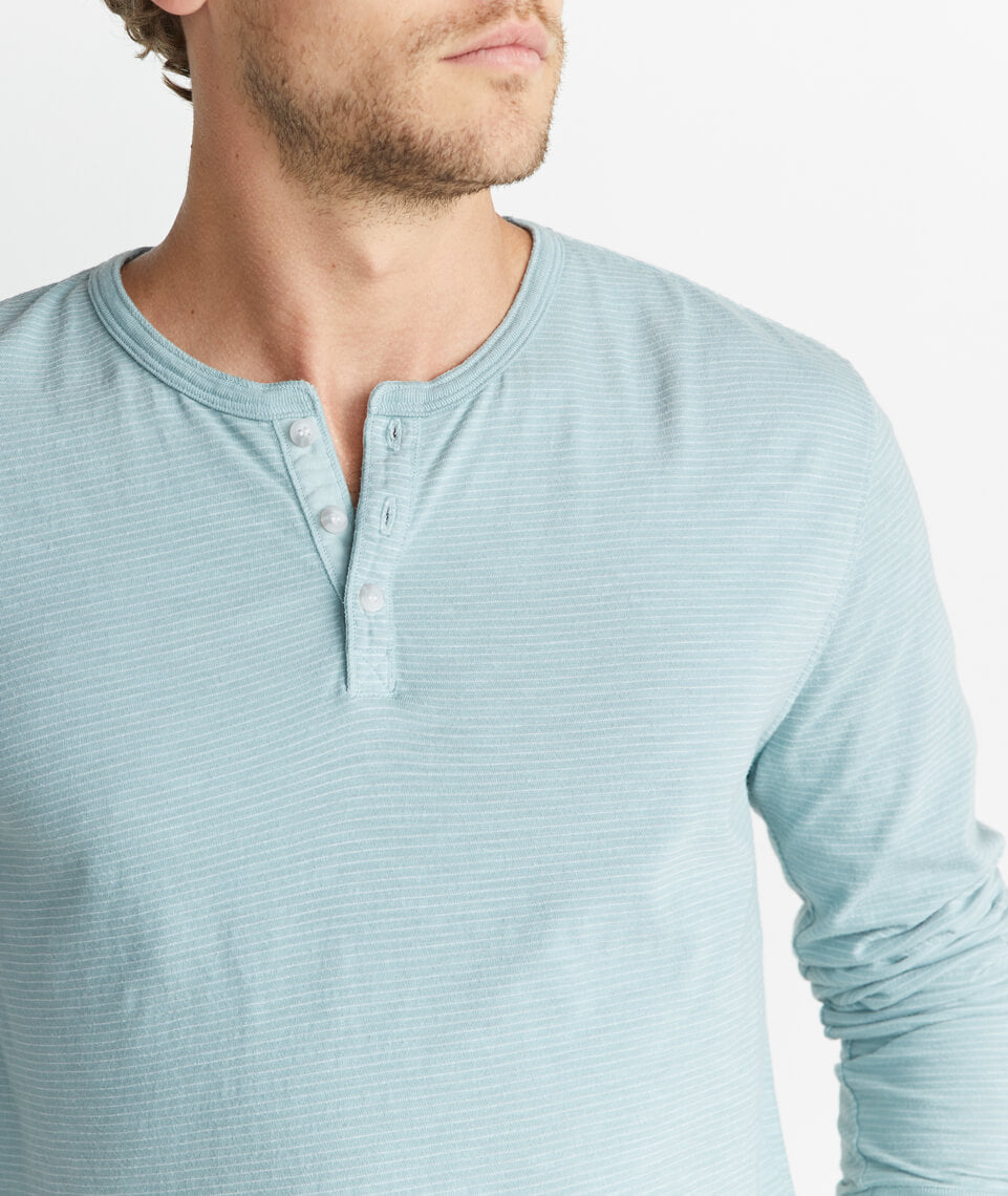 Lightweight Henley Green Stripe