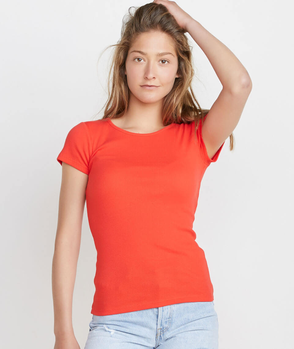 Lila Rib Scoop Neck Cherry