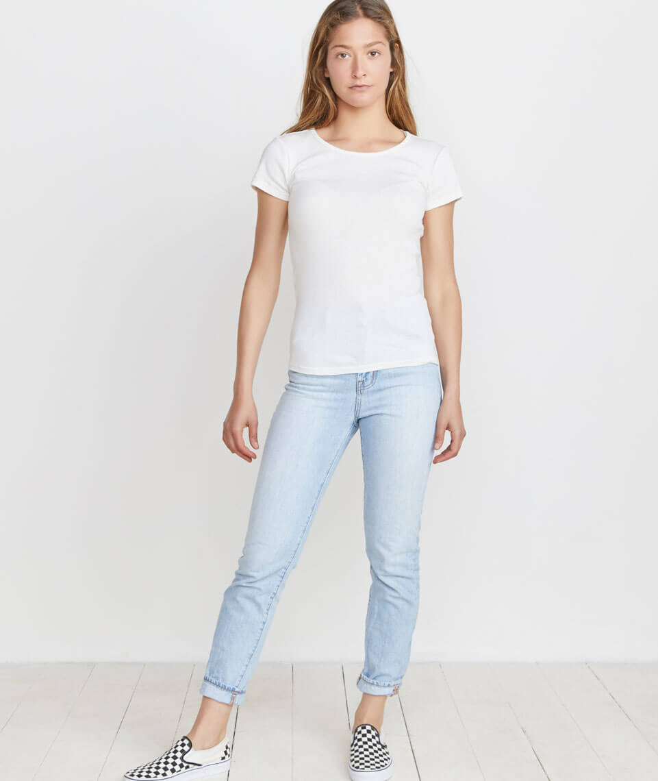 Lila Rib Scoop Neck White