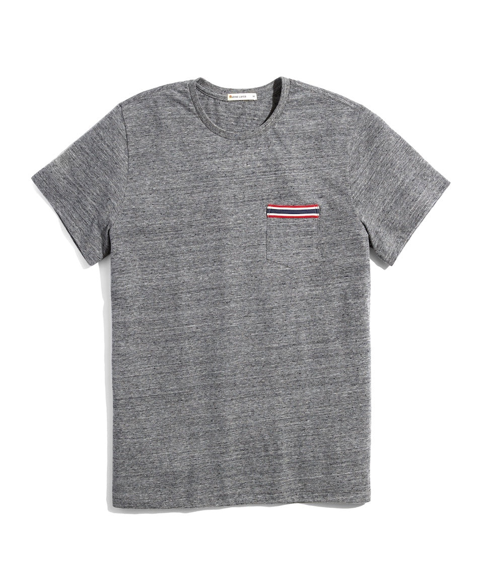 Re-Spun Taped Pocket Tee Heather Grey Neps