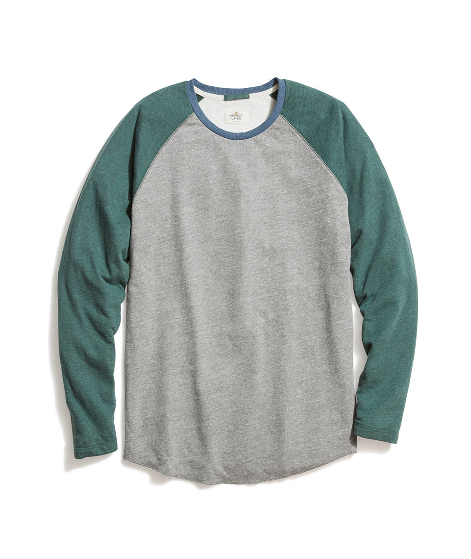 Double Knit Baseball Raglan Heather Grey/Green Gables