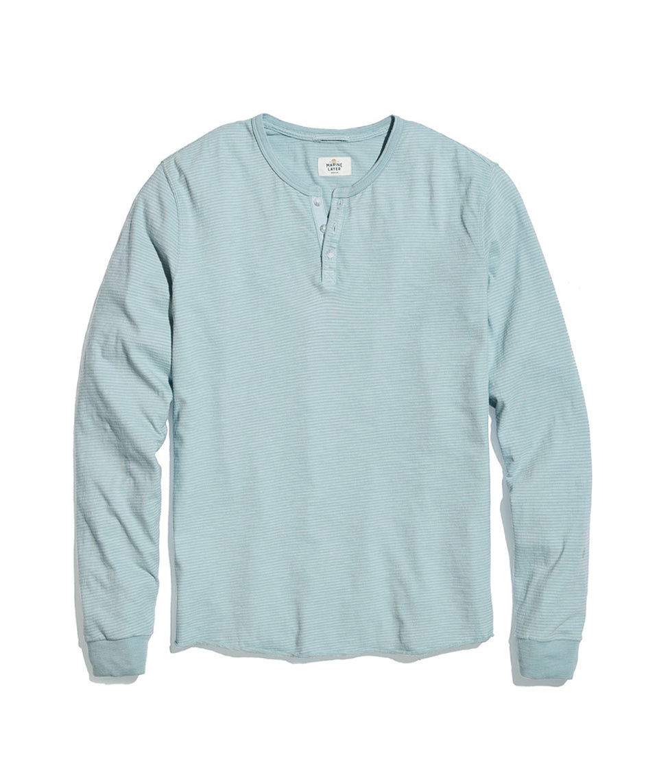 Lightweight Henley Green Stripe